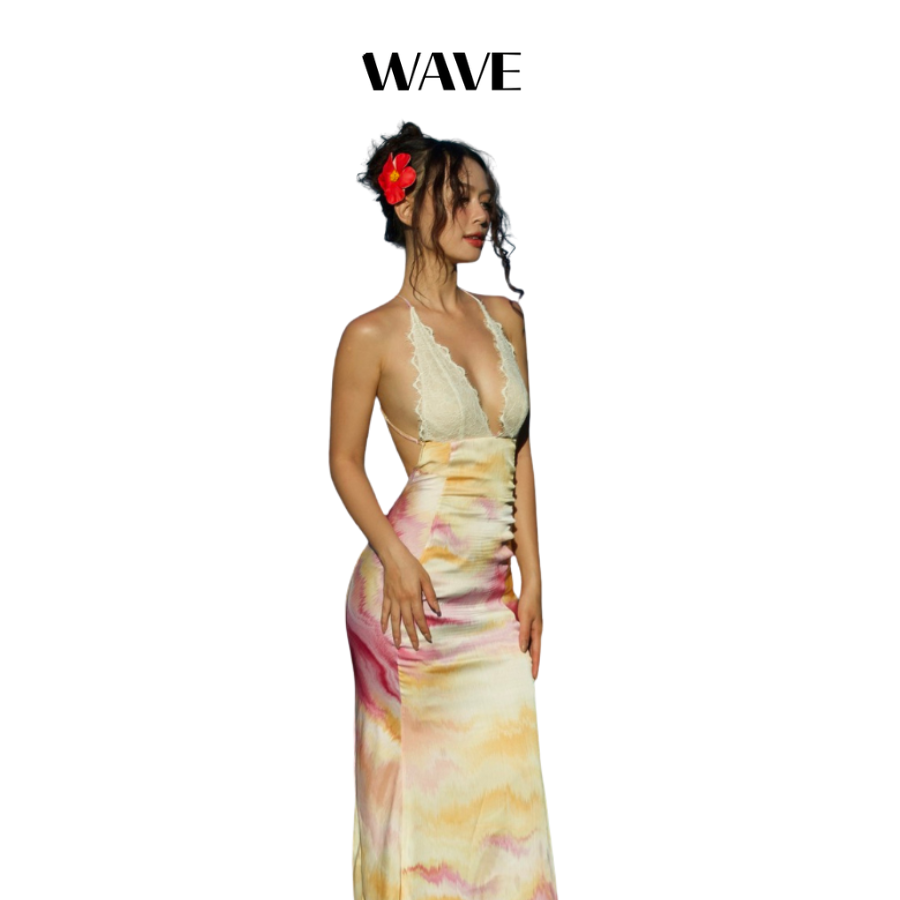 Amara - Lace and Silk backless Maxi Dress A2EShop Market Amara - Lace and Silk backless Maxi Dress A2EShop Market