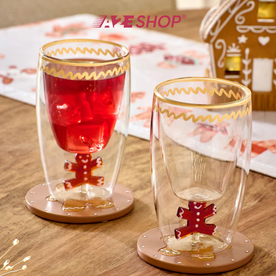 Set of 2 Gingerbread Christmas Tumbler Glasses – Natural Holiday Drinkware
