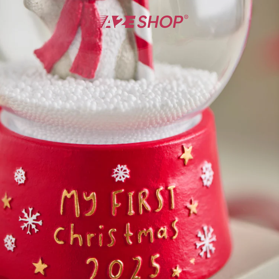 Red Penguin Baby’s First Christmas 2025 Snow Globe – Personalized Holiday Keepsake