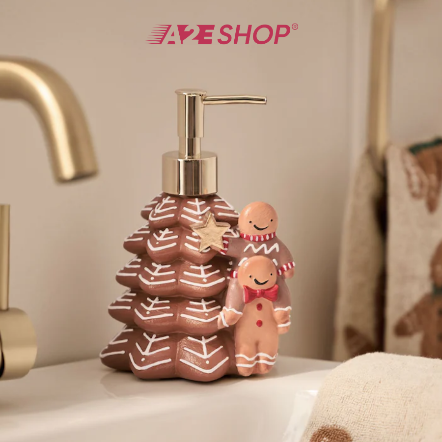 Gingerbread Christmas Tree Soap Dispenser – Holiday Bathroom Decor