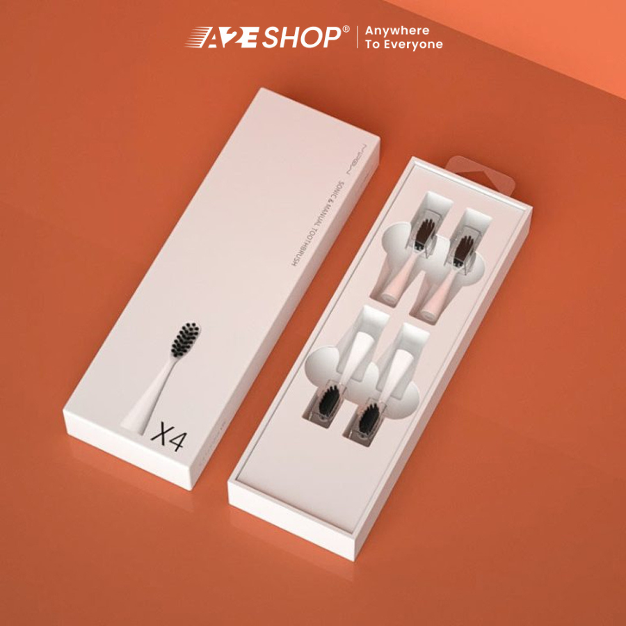 Mipow Ultra Slim Travel Electric Toothbrush Set with 4 Brush Heads - Convenient for Travel