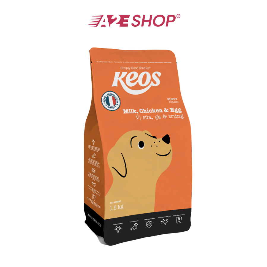 Keos Puppy Kibble – Chicken, Egg & Milk flavour