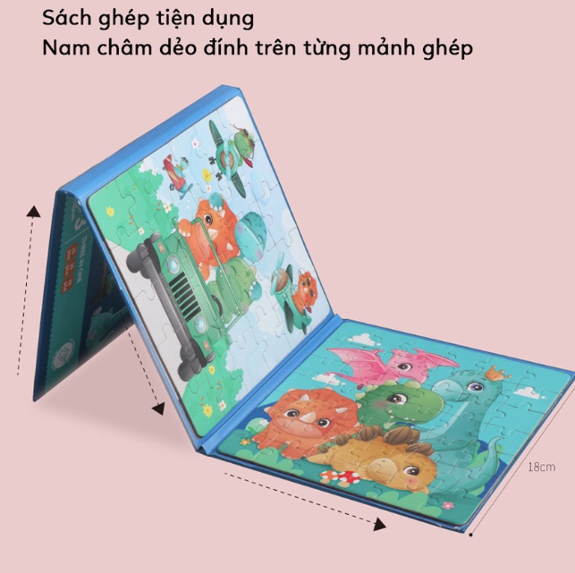 Smart 3-picture Puzzle Book Set for Children with Magnetic Pieces.