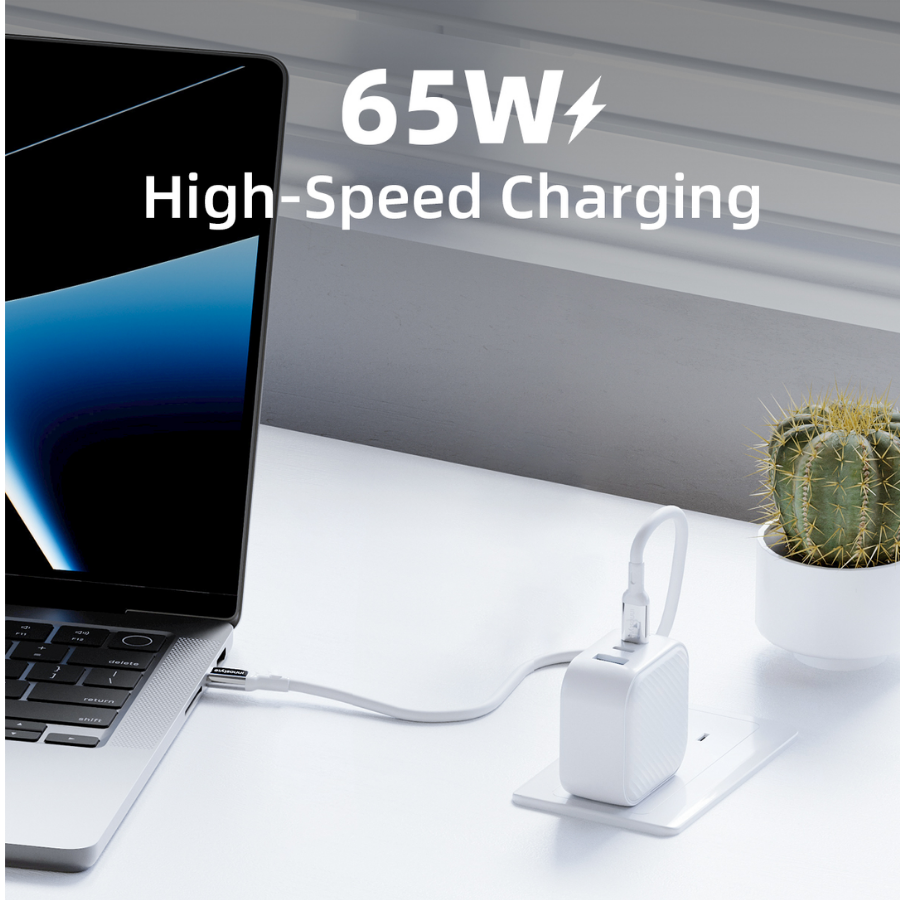Innostyle GaN MiniCube 65W Charger (2C1A) with UK/EU/AU Plugs – IC65G-WHT
