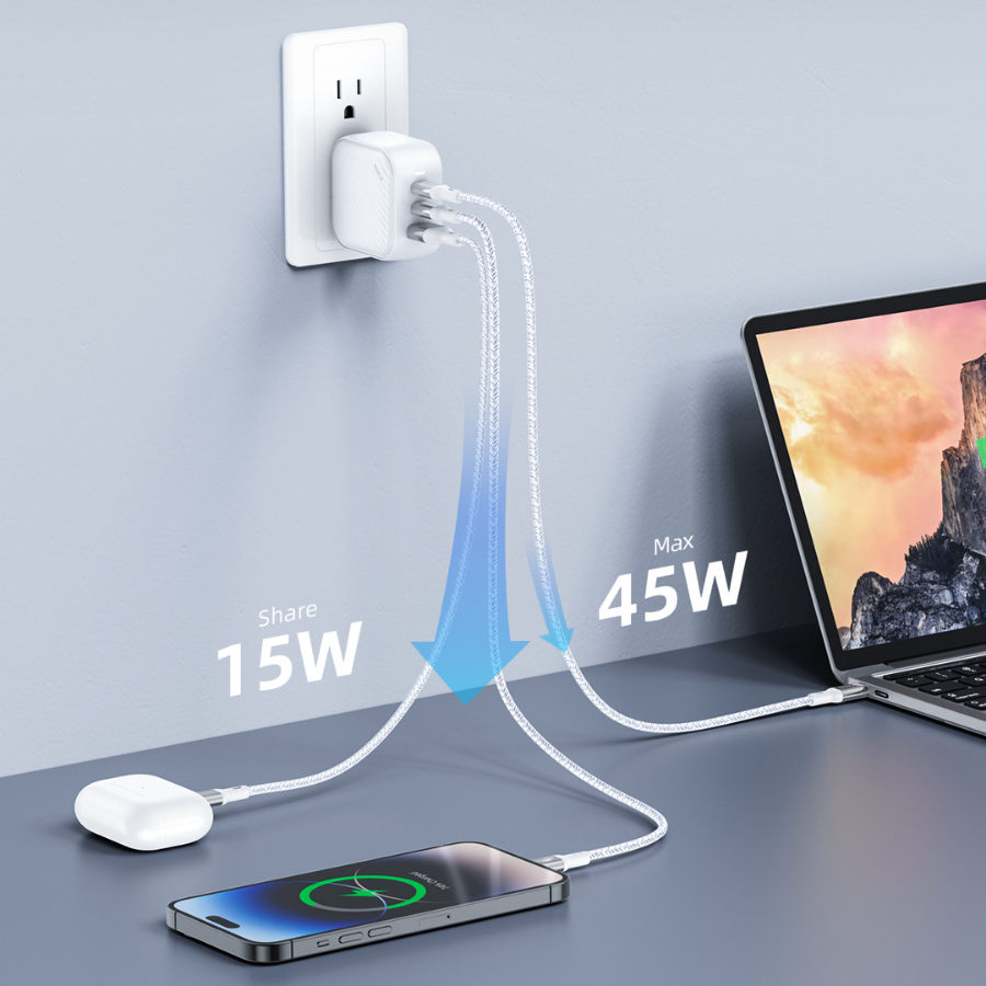 Innostyle GaN MiniCube 65W Charger (2C1A) with UK/EU/AU Plugs – IC65G-WHT