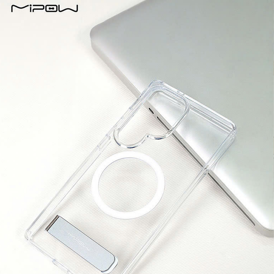 Mipow Qi2 Tempered Stand Transparent Case – Galaxy S25 Ultra 6.9" (Bayer Germany)