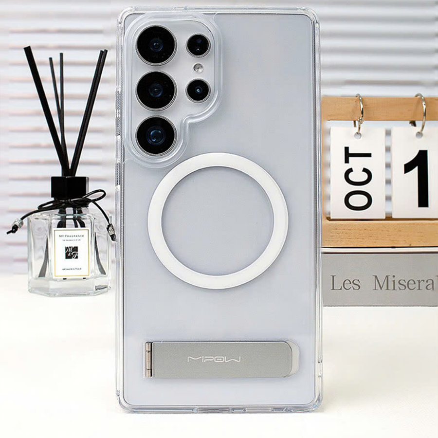 Mipow Qi2 Tempered Stand Transparent Case – Galaxy S25 Ultra 6.9" (Bayer Germany)