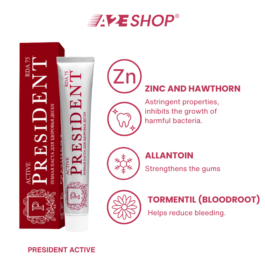 President Toothpaste Classic Line 75g – Whitening, Fresh Breath