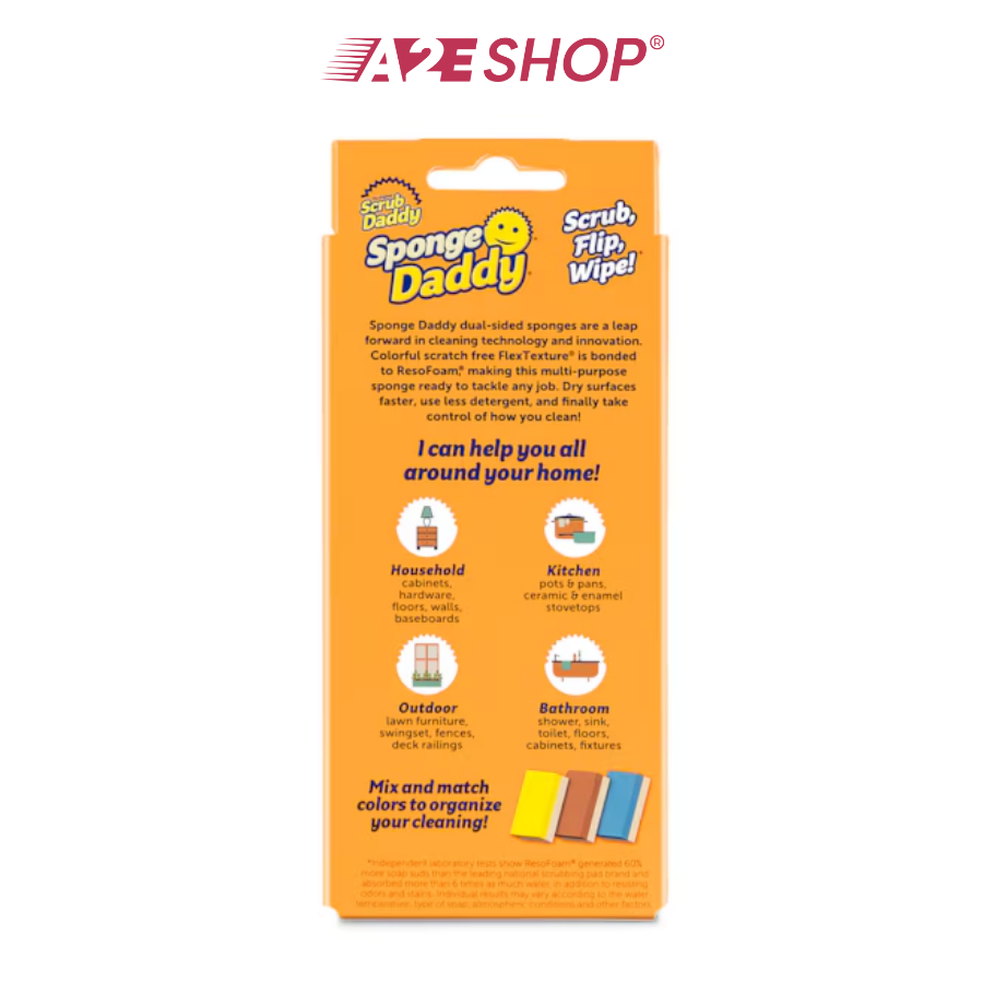 Bọt biển hai mặt Sponge Daddy – Bộ 3 cái
