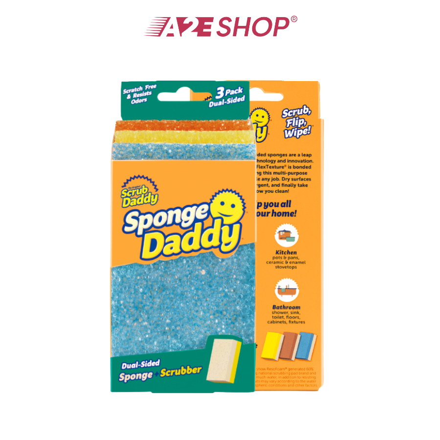 Bọt biển hai mặt Sponge Daddy – Bộ 3 cái