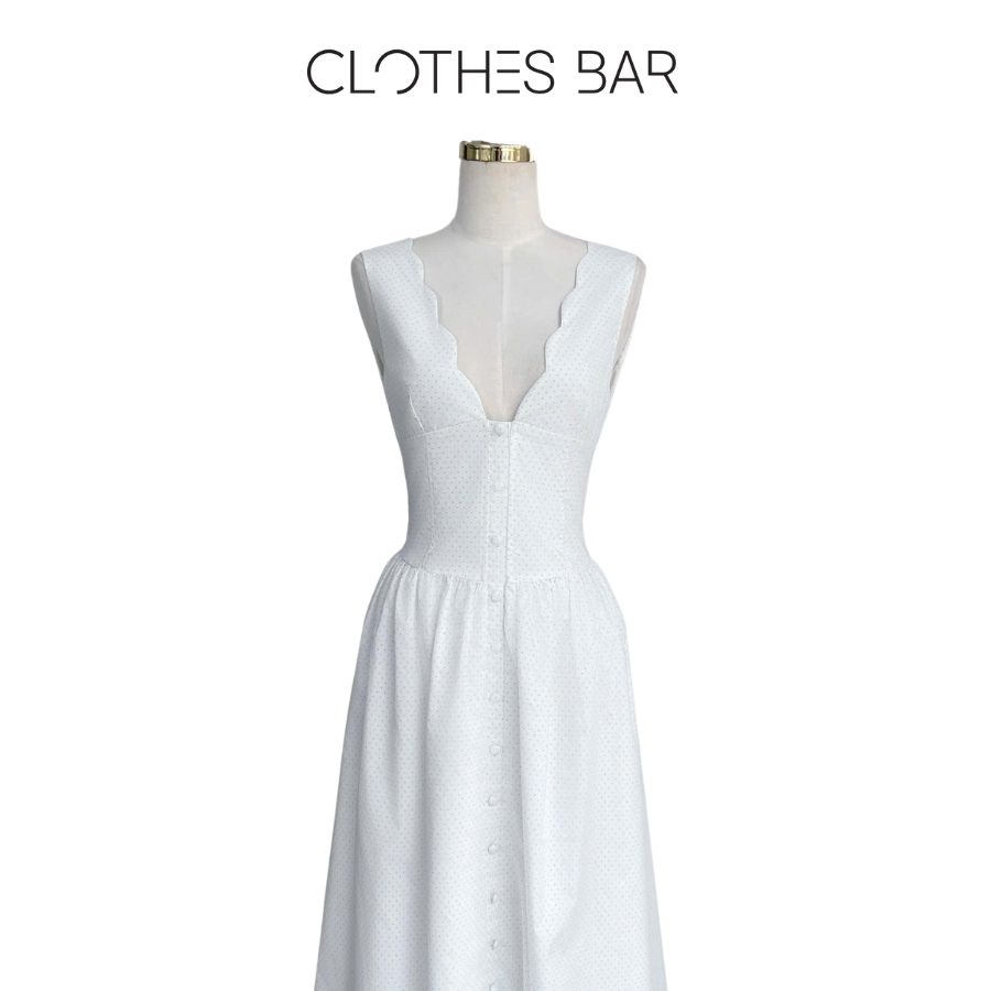 Clotherbar Gloria Dress – Grey Polka Dot