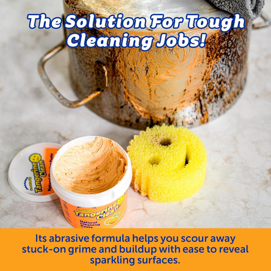 Scrub Daddy Tangerine Clean Paste | Removes Stubborn, Long-Lasting Stains