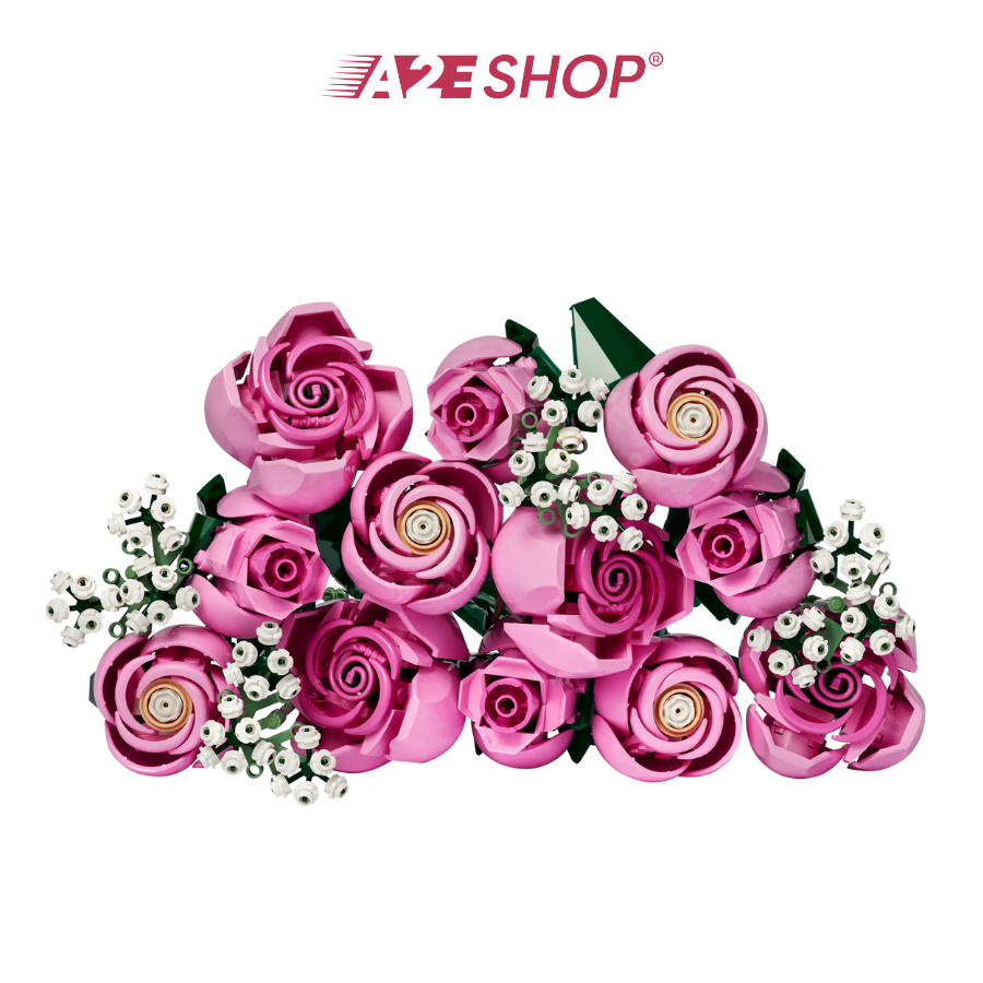 LEGO Icons Bouquet of Pink Roses – 822 Pieces Flower Gift Set