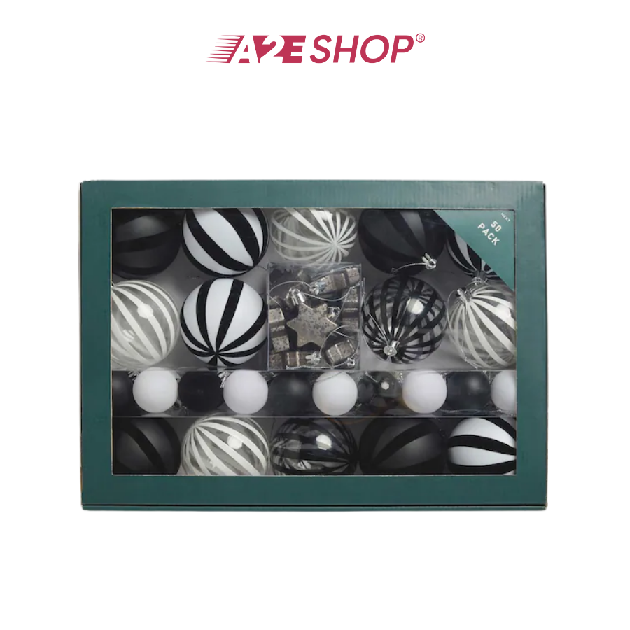 50-Pack Christmas Baubles – Shatterproof Tree Ornaments