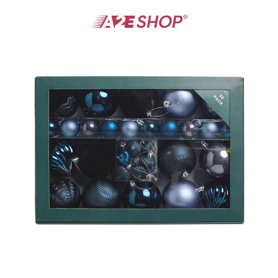 50-Pack Christmas Baubles – Shatterproof Tree Ornaments