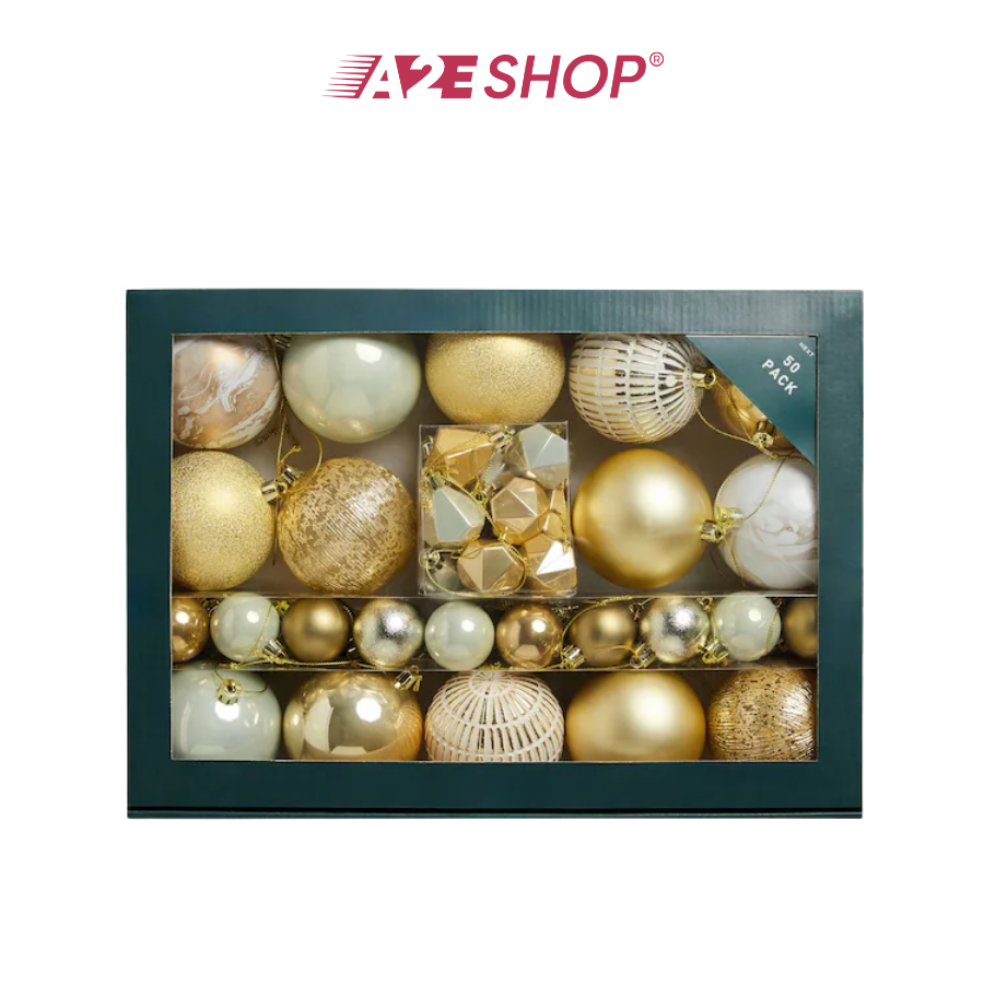 50-Pack Christmas Baubles – Shatterproof Tree Ornaments