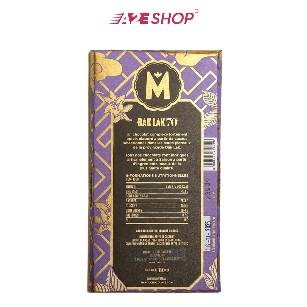 [MAISON MAROU] Đắc Lắk 70% Single Origin - 80g Chocolate