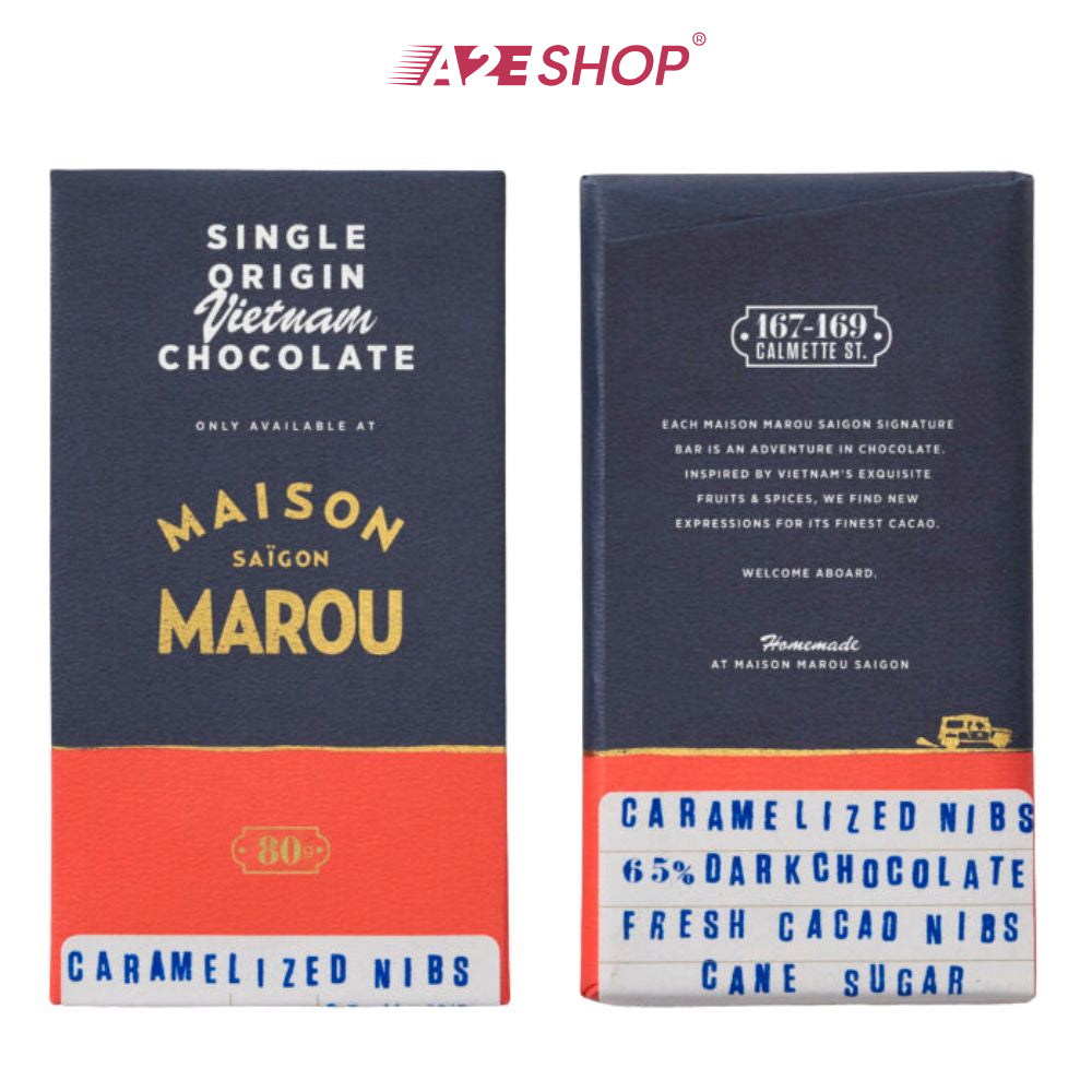 [MAISON MAROU] Exclusive Chocolate Bar – Caramelized Nibs 80g