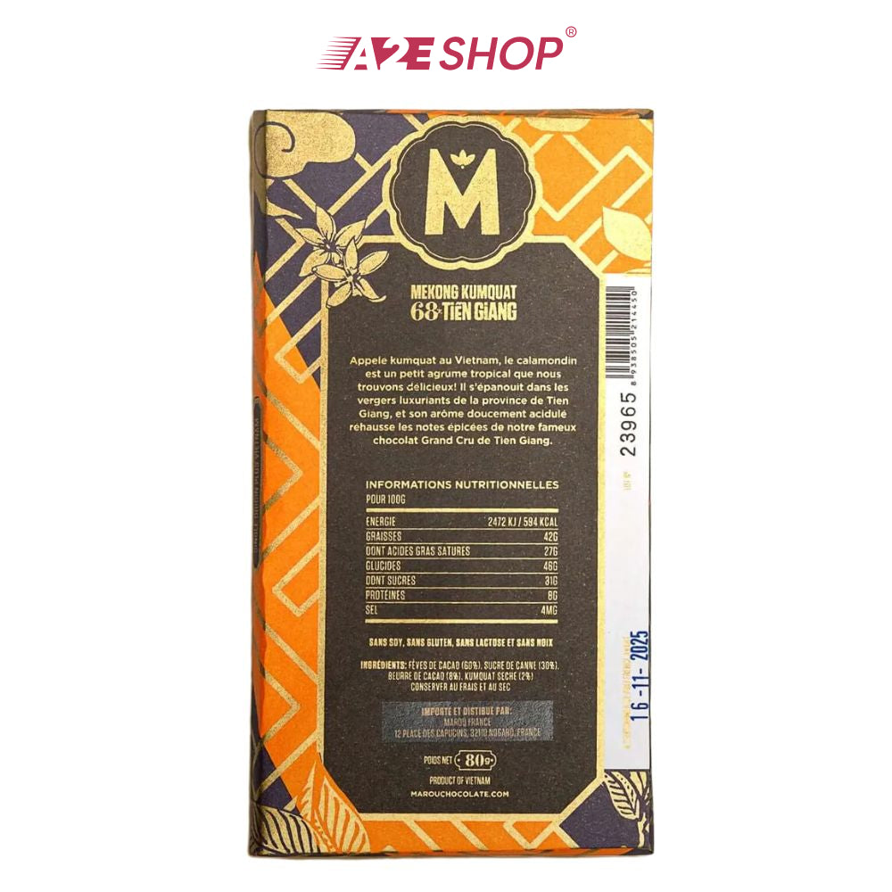 [MAISON MAROU] Mekong Kumquat Tiền Giang 68% - 80g Chocolate