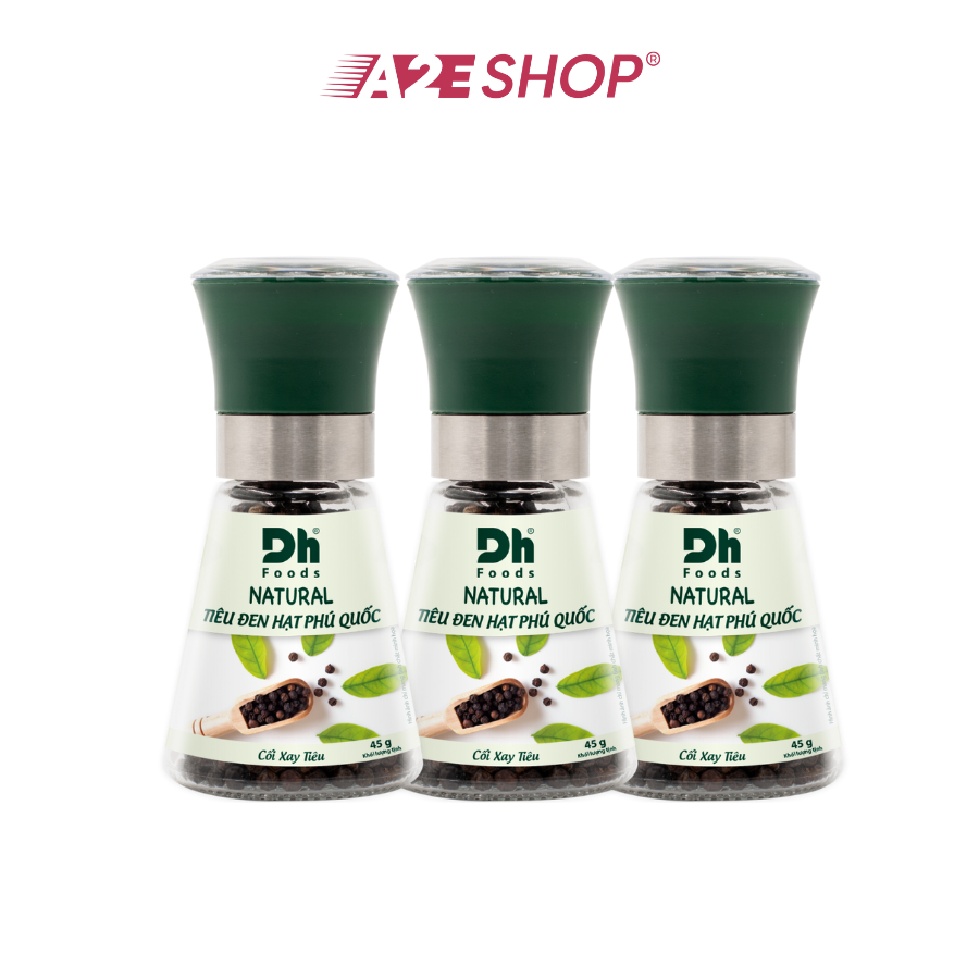 DHFoods Natural Phu Quoc Whole Black Pepper – Ceramic Grinder 45g